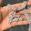 Charms Iced Out Bling Cursive Lettera Stay Humble Collana con pendente Placcato in oro Completo CZ Zircone Fascino Uomo Moda Gioielli Hiphop 230908