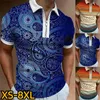 Męskie polo letnie oddychające lapy Top Fashion Polo Shirt 3D Printing Zip Tshirt swobodne krótkie rękawie Seria w stylu ulicznym 230907