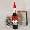 Christmas Decorations 2PcsSet Wine Bottle Cover Set Santa Claus Decor with Hat Lovely Creative Home el Xmas Party Table 230907