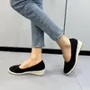 Sapatos de vestido feminino cor pura vintage cunha bombas dedo do pé redondo casual senhora meados de salto andando deslizamento-em alpercatas fechadas