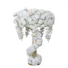 Decorative Flowers White Rose Shades Of Floral Arrangement Wedding Table Runner Row Decor Metal Support Centeriece Stand Event Party Prop