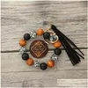 Llaveros Cordones Leopardo Llavero con cuentas Borla Colgante Cuentas de madera Pulsera Pulsera Llavero Creativo Mamá Día de la Madre Regalo Llavero DH3XV