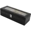 Titta på Case Leather Watch Box Jewelry Box Gift for Men 6 -fack - Black167h