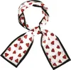 Foulards Allegra K Soie Lisse Écharpe Serrée Ruban Coeur Imprimer Longue Bande De Cheveux Sac À Main WrapLF2030908