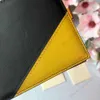 Designerskie portfele wysokiej jakości skórzanej torby na karty Portfel Personalizowane czarno -żółte miękkie krótkie męskie