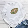 Women's Hoodies Leopard Lip Shamrock St Patrick's Day Sweatshirt Cotton Women Unisex Casual Spring Long Sleeve Top Lucky