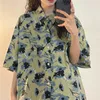 DeepTown Vintage Harajuku kwiatowe bluzki kobiety Kpop Kpop Korean Style Oversize koszulki z krótkim rękawem Streetwear 90s Casual Tops Kobieta