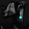 Orecchini pendenti Orecchini retrò in pietra di granito alla moda per donna in stile etnico vintage con goccia a sfera blu Vendita 2023