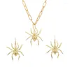 Hanger Kettingen Goud Zilver Kleur Grote Spin Choker Oorbellen Set Halloween Horror Party Charm Sieraden Voor Vrouwen