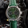 Nowy Premier B01 Stal Case AB0118A11L1X1 VK Quartz Chronograph Mens Watch Stopwatch Green Diar Green Leather Pasp zegarki Hello W288T