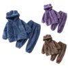 Conjuntos de roupas infantis crianças pijamas inverno quente dormir desgaste 2pcs terno meninos meninas velo macio sleepwear com capuz bebê pijamas roupas ternos 230907