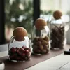 Bottiglie di stoccaggio Home Ball Sughero Vaso di vetro senza piombo con coperchio Serbatoio bottiglia per cereali da tè Contenitore per caffè trasparente Cucina ermetica