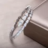 Designerarmband Luxury Silver Torque Bangle Bamboo Benarmband för kvinnor Justerbara serpentin Full Diamonds Armband 3 Colo3186