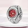 Montres-bracelets Mode Femmes Bague Montre Elliptique Stéréo Fleur Dames Clamshell Montres Anneaux Réglables Quartz Homme