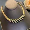 Choker Timeless Wonder Enamel Zircon Geo Crescent Necklaces For Women Designer Jewelry Gothic Runway Trendy Rare Gift Set Vintage 4511