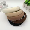 New high skull top hair band, Korean version milk coffee color, wide version, thickened sponge press hair band, simple and elegant headwear