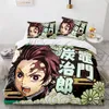 Beddengoedsets Demon Slayer 3D-beddengoedset Anime Dekbedovertrek Kussenslopen Enkele Twin Volledige Queen King Size Kinderen Meisjes Jongens Cadeau Woondecoratie 230908