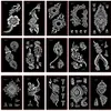 Outros suprimentos de maquiagem permanente 20pcs / lote Henna Tattoo Stencils para pintura corporal Mehndi Indian Template Flower Hand Glitter Airbrush Stencil 230907