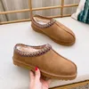 Tasman Slippers Chestnut Fur Slides Sheepskin Shearling Tazz New Mules Men Men Ultra Mini Mini Platform Boot Slip-On Shoes Sued