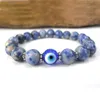 SN0577 Jasper Evil Eye-armband Veel geluk Eye-bedelarmband Blauwe en witte stenen armband voor heren291G