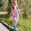 Rompers Waterproof Baby Girls Boys Pu Deszczowe Spodnie Oddychające spodnie Jednarstwowe Dzieci Zwiedź wierzchnia Stroje dla dzieci w wieku 18 lat 230907