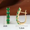 Dangle Earrings Trendy Luxury High Quality Inlay Hoop Round Emerald Zircon Crystal For Women Engagement Party Jewelry Gifts