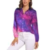 Damenblusen Galaxy Sky Art Lose Bluse Nigh Stars Print Lässige übergroße Frau Langarm Kawaii Shirts Frühling Custom Tops