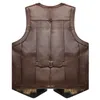 Men's Vests Waistcoat for Men Brand Winter Jacket Vest Zipper Mens Sleeveless Casual Genuine Leather Sleeve E210 230908