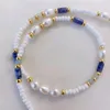 Collier ras du cou en pierre naturelle pour hommes et femmes, Design créatif, perles de riz blanches, mélange de Lapis Lazuli, mode exquise, été 2023