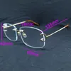 Fashion Clear Eye Glasses Frame Luxury Carter Accessories for Women Vintage Rimless Square Eyeglasses Optical Spectacles Frame Oversized Eyewear