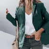Ternos femininos blazer manga longa único breasted bolsos de aba escritório falso couro lapela terno jaqueta workwear