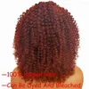 Kinky Curly Bob Baby Hair 13x6 HD Lace Frontal Wig Human Redd Brown Colored Front Glueless Edges