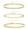 Charm Bracelets Gold Color Barcelet Set Simple Design For Women Trendy Handmade Fashion Jewelry Cuba Figaro Snake Beads Chain Length Ot07T
