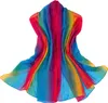 Sjaals Dames Gradiënt Regenboog Sjaal Grote Zijden Imitatie Sjaal Reizen Strand Sjaal Chiffon SjaalLF2030908