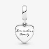 100% 925 Sterling Silver Love Makes A Family Heart Dingle Charms Fit Original European Charm Armband Smycken Tillbehör252e