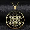 Collane con ciondolo Collana in acciaio inossidabile 316 con cubo Metatron Stella di David Chakra Yoga Meditazione Catena hip-hop Uomo Donna Gioielli 3023