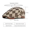 Berets Primavera Outono Beret Chapéu Retro Xadrez Herringbone Cap Forward Flat Peaked Cap Mulheres Dailywear Sunshade Cabbie Driving Hat 230907