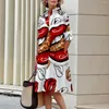 Casual Dresses Summer Fashion Elegant Shirt Dress Women 2023 Oil Color Print Long Sleeve Button Office Holiday Maxi High End