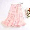 Skirts Solid Color Auricularia Women Fairy Skirt Large Swing Mesh Fluffy Lace Up Elastic Waist Maxi Long Sheer Tulle