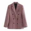 Kombinezony damskie płaszcze blezery dla kobiet w kratę kurtka odzieżowa Ogółe płaszcza luźne wygoda elegancja dama biurowa wiosenna jesień 2023