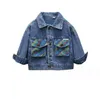 Listras coloridas crianças designer jeans jaqueta azul menino primavera outono macio denim jaquetas crianças casaco