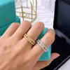 Fashion Rings Bright geometric lines form the letter T woman Luxury designer ring double letter jewelry women 18k diamond Wedding 315C