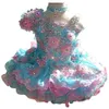 Wunderschöne Baby-Mädchen-Festzug-Cupcake-Kleider mit glitzernden Perlen und Blumen, Mini-Kurzröcke für Kleinkinder, weiche Spitze, Festzug-Dress262x