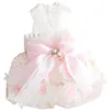 Vêtements de chien Coréen Sweet Pink Chiot Jupes Mode Dentelle Fleur Broderie Bow Party Princesse Robe Pour Petit Moyen Vêtements Pour Animaux De Compagnie