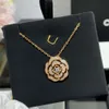 Frauen Luxus Designer Marke Doppel Brief Anhänger Halsketten Kette Vergoldet Crysatl Strass Pullover Newklace für Hochzeit Schmuck Zubehör