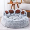 kennels pens Soft Fluffy Dog Bed Pet House Sofa Washable Long Plush Outdoor Large Cat Warm Mat Thickened Portable Supplies Donut For 230907