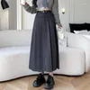 Spódnice damskie eleganckie modne mody duży brzeg plisowany długa czarna spódnica damskie ubrania dziewczyny koreańskie eleganckie swobodne faldas largas bpy9305-1