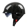 Motorradhelme Echter Kohlefaser-Halbgesichtshelm DOT-geprüfter leichter Moto-Open-Helm mit Innenlinse für Männer Frauen Cascos