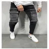 Homens elásticos multi-bolso calças de brim magros homens bolso zíper lápis calças moda jeans calças casuais hip hop sweatpants 220314206y