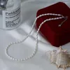 Gargantilha elegante natural de água doce pérola colar feminino luxo pequeno arroz pérolas barrocas colar frisado jóias de declaração de casamento